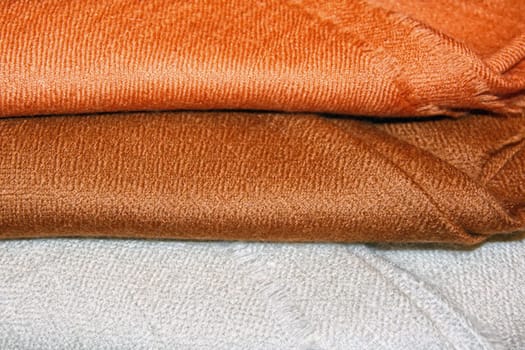 Brown and white pashmina shawls