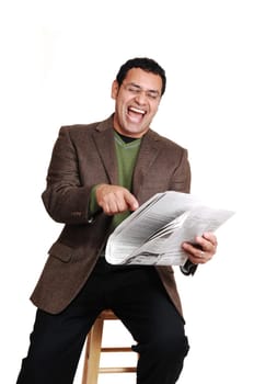Man reading newspaper.