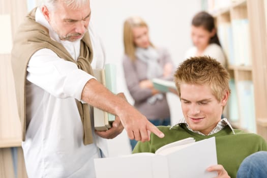 Library - university student with professor