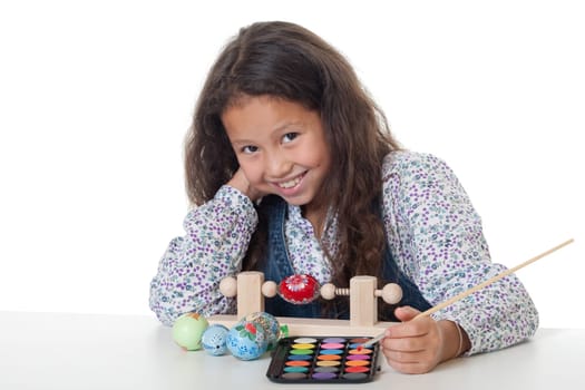 Girl Painted Easter Eggs
