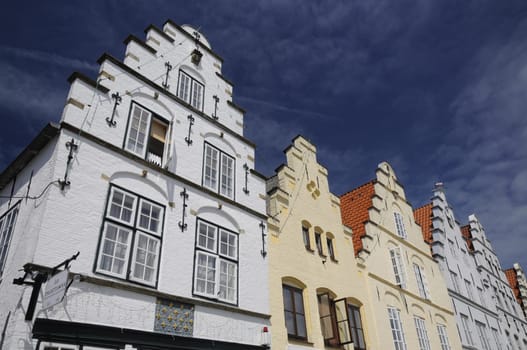Houses on the market square in Friedrichstadt