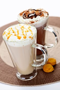 Hot chocolate and coffee beverages