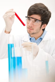 Flu virus experiment - scientist in laboratory