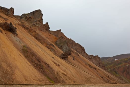 Multicolored rhyolite mountains in Landmannalaugar