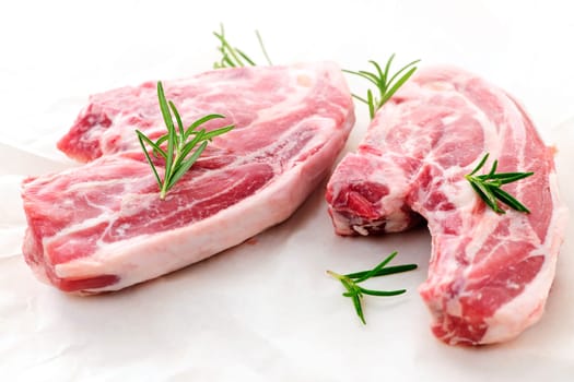 Raw lamb chops