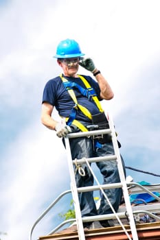 Man working on roof
