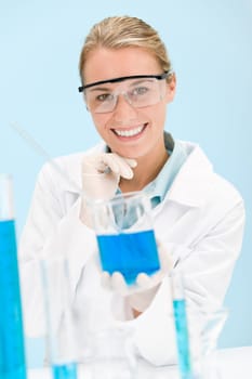 Flu virus experiment - scientist in laboratory