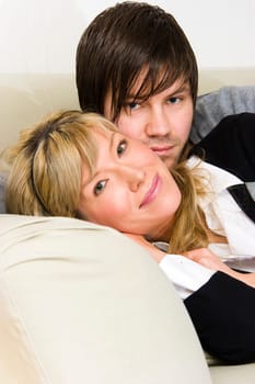 Couple relaxing at home