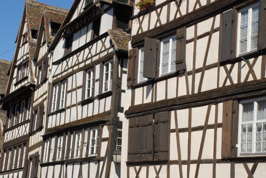 Window fronts of a half-timbered house