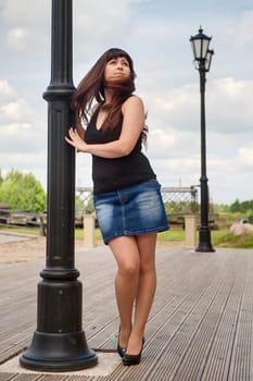Beautiful girl on lantern.