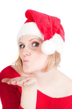 Portrait of beautiful woman santa