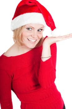 Portrait of beautiful woman santa