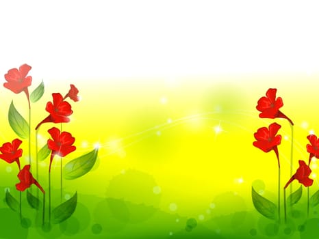 red flower with lawn
