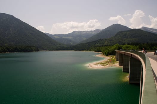 Sylvensteinsee Reservoir Bridge Bavaria
