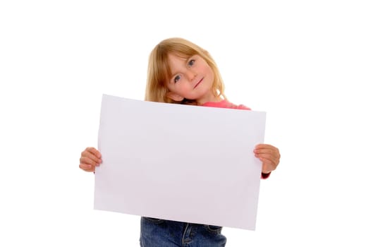 Girl with white sheet of paper