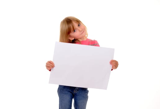 Girl with white sheet of paper