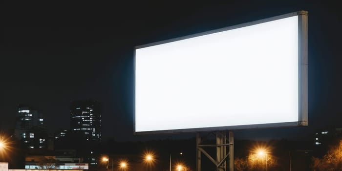 Blank white billboard signage, empty info banner, street banner. Mock up for advertisement. Generated by AI.