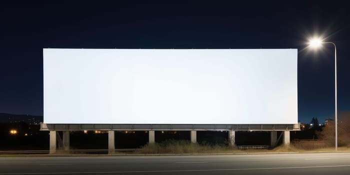 Blank white billboard signage, empty info banner, street banner. Mock up for advertisement. Generated by AI.