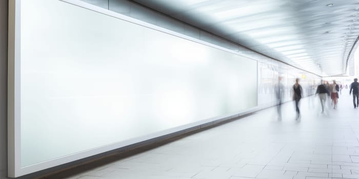 Blank white billboard signage, empty info banner, street banner. Mock up for advertisement. Generated by AI.