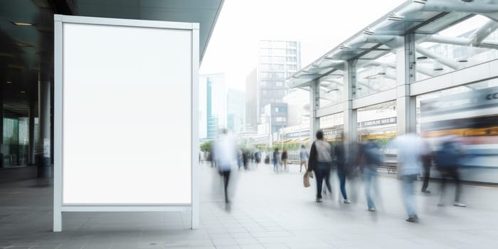 Blank white billboard signage, empty info banner, street banner. Mock up for advertisement. Generated by AI.