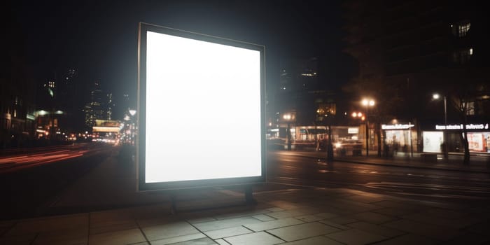 Blank white billboard signage, empty info banner, street banner. Mock up for advertisement. Generated by AI.