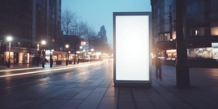 Blank white billboard signage, empty info banner, street banner. Mock up for advertisement. Generated by AI.