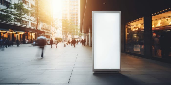 Blank white billboard signage, empty info banner, street banner. Mock up for advertisement. Generated by AI.