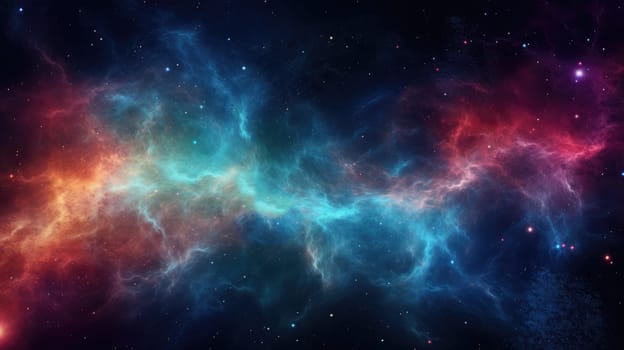 Colorful cosmic universe with stunning galaxy, nebula and shining stars in space background. AI