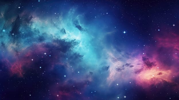 Colorful cosmic universe with stunning galaxy, nebula and shining stars in space background. AI