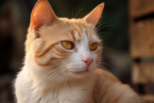 Portrait of a cute cat looking away. Canaani cat breed.