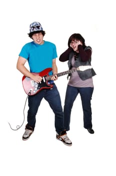 Teen boy with guitar.