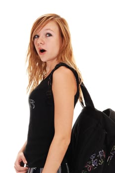 Schoolgirl with back bag.