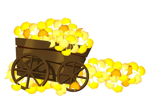 pushcart and leaves