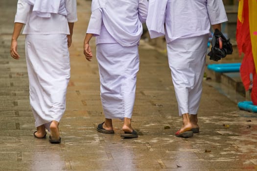 buddhist religious women walking