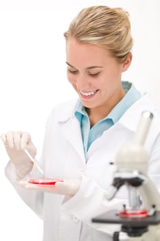 Flu virus experiment - scientist in laboratory