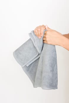 Drying hands with a towel