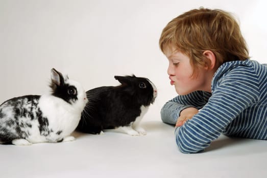 Boy with rabbit