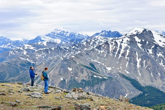 Hikers in mountains