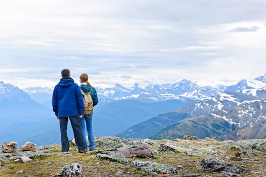 Hikers in mountains