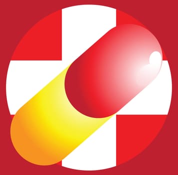 Capsule and cross symbol