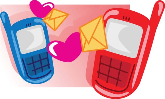 mobile phone with message and love