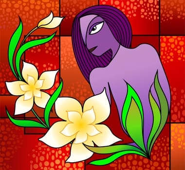 Digital painting of girl