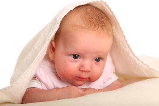 Baby and towel left view