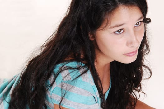 Girl lying on floor.