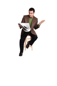 Man reading newspaper.