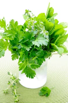 Fresh herbs in a glass