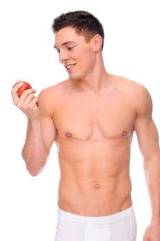 Young man with an apple