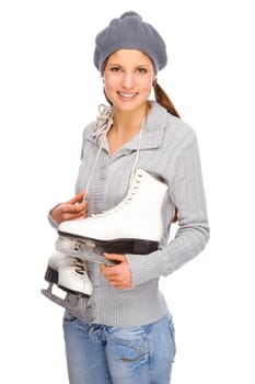 Woman with ice skates