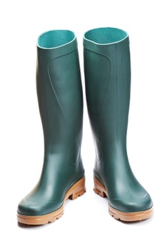 Green rubber boots