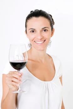 Woman with red wine